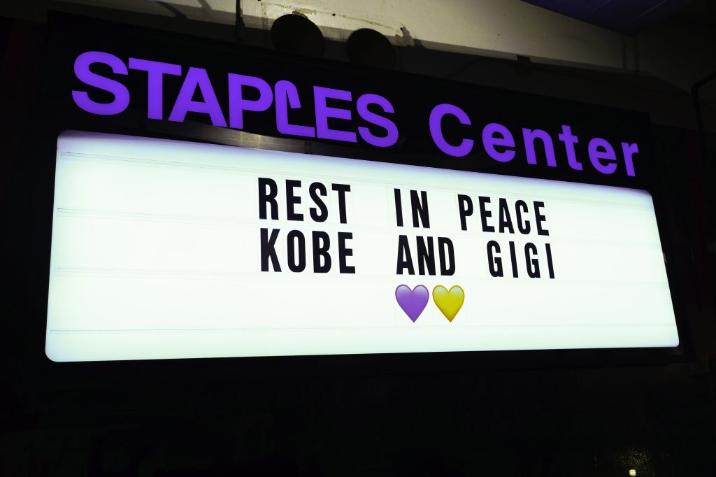 The tribute to Kobe Bryant before the LA Lakers v Portland Trail Blazers game at the Staples Center