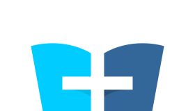 Christian cross with open holy bible color logo