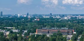 Panoramic View of Riga with National Library and TV Tower