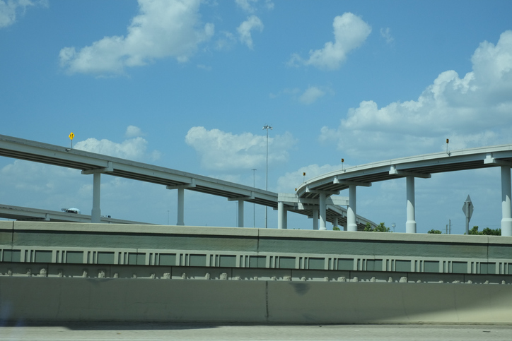 Driving Houston’s highways observing the large overpasses