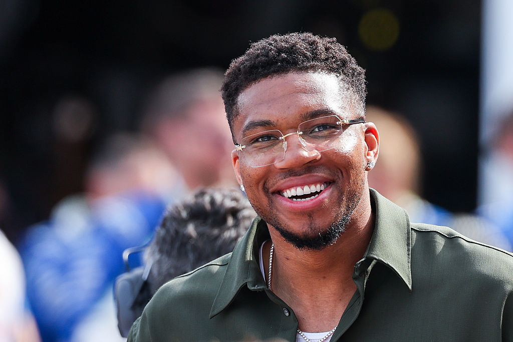 Giannis Antetokounmpo NBA player seen during the F1 Grand